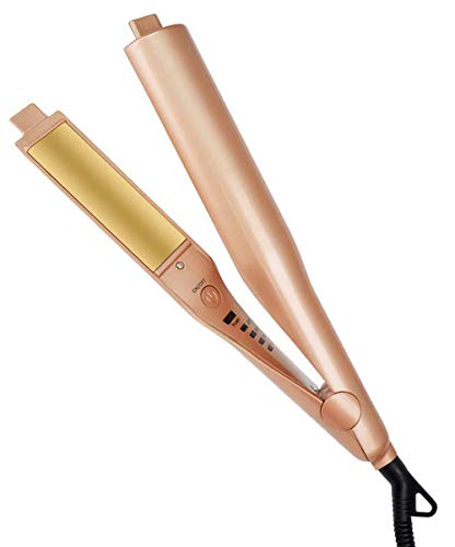 Hair Straightener 2-in-1 Twist Straightening Curling Iron 1inch Titanium-Plated 4 temperature settings 284-428°F 110-240V Case Gold