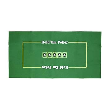 HUGE TEXAS HOLD 'EM POKER FELT WITH PLAYING CARDS AND BLIND SET