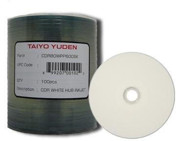 JVC (Taiyo Yuden) CDR White/Hub Printable Ink Jet/80Min 100 Pack