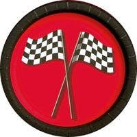 Race Day 7" Paper Dessert Plates - Racing Theme - 8/pkg.