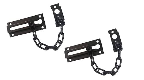 QCAA Solid Brass Chain Door Guard, with 9 Links Steel Chain, Oil Rubbed Bronze US10B, 2 Pack