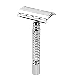 Men'S Traditional Double-Edge Blade Safety Razor Hair Beard Silver Manual Shaver
