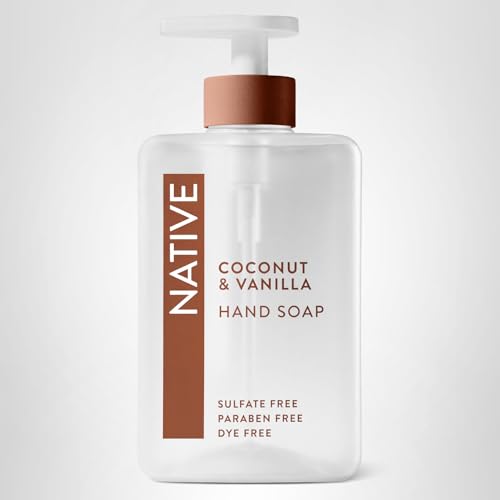 NATIVE LIQUID HAND SOAP, COCONUT & VANILLA SCENT, NON-DRYING FORMULA FOR SOFT, SMOOTH HANDS, MADE WITH PLANT-BASED CLEANSERS, SULFATE & PARABEN FREE, 13 OZ BOTTLE