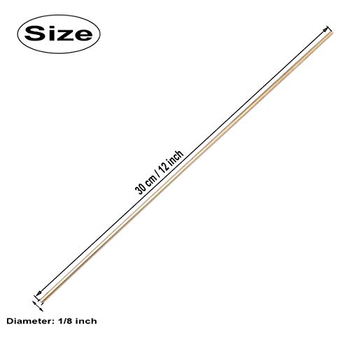 PGCOKO 4Pcs Solid Round Brass Rod Lathe Bar Stock Kit for DIY Craft Tool, 1/8 inch in Diameter 12 inch in Length