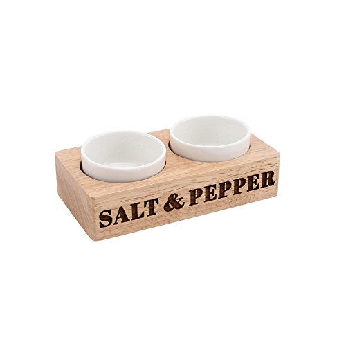 CGB Giftware Loft Salt and Pepper Carved Wooden Dish and Ceramic Bowl (One Size) (Wood)