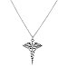 925 Sterling Silver Small Caduceus Symbol of Medicine Necklace For Doctors & Nurses (18 Inches)