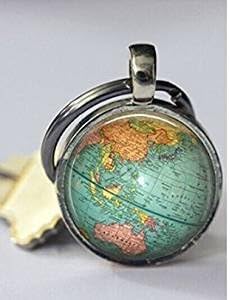 Globe Keychain World Map Planet Earth Geography Key Chain Key