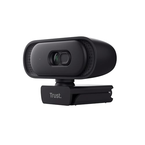 Trust Ovala Webcam 2K QHD with Microphone, Noise Reducer, USB-C/USB-A, Privacy Filter, 75° Viewing Angle, Fixed Focus 30 FPS, Web CAM for Mac Computer Windows Skype Zoom Teams, Black