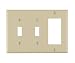 Leviton 80421-I 3-Gang 2-Toggle 1-Decora/GFCI Device Combination Wallplate, Standard Size, Thermoset, Device Mount, Ivory primary