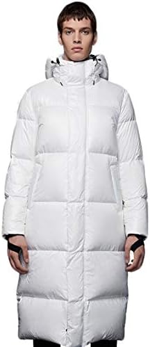 メンズロングダウンジャケットユース冬暖かいコートは防寒襟フード付きcaualジャケットアウトドアメンズコットンジャケットスタンド Color 正規逆輸入品 White Size Xxxl