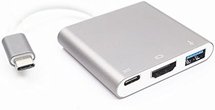 USB-C to HDMI Adapter Haldissim Aluminum Alloy 3 in 1 Muti-port Type C to HDMI Converter with USB 3.0 Hub and Type C Recharging Port for Macbook and Other Type-C Hub Devices (silver)