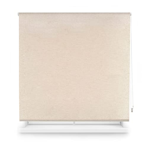 Blindecor Custom Blackout Blind | Linen Colour | 60 x 230 cm (W x H) Fabric Size 57 x 225 cm | Opaque Roller Blinds for Windows
