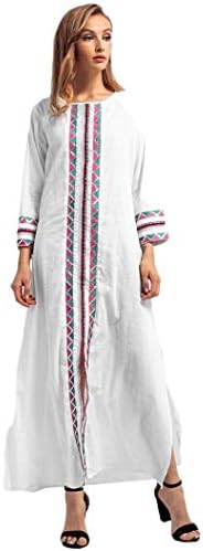 Muslim Islamic Clothing,Vanvler Women Kimono Middle East Muslim Robe Embroidery Long Dress Long Sleeve Gown (XL, White)