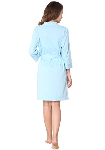 Godsen Women's Comfort Cotton Sleepwear Bathrobe (M, 2 Packs Blue)