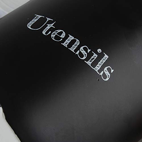 Large Ceramic Kitchen Utensils Holder Jumbo Cooking Utensil Crock Kitchen Tools Organizer Caddy (Black)