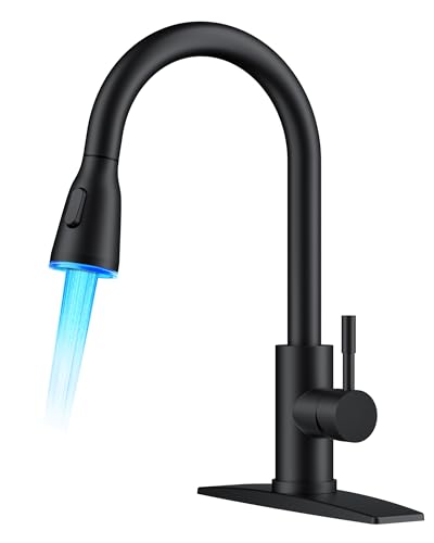 FORIOUS Kitchen Faucet Black LED Light