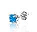 Sterling Silver Created Blue Opal Round 6mm Stud Earrings