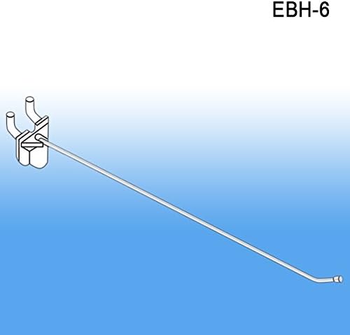 6" Easy Remove Back Metal Pegboard and Slatwall Hook, EBH-6, Pack of 50