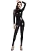 Amour- Catsuit Women Bodysuit Zip up Clubwear Stripper (Regular Size, black)