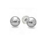 Small 3mm 10k White Gold Ball for Baby and Children Stud Earrings with Silicone covered Gold Pushbacks