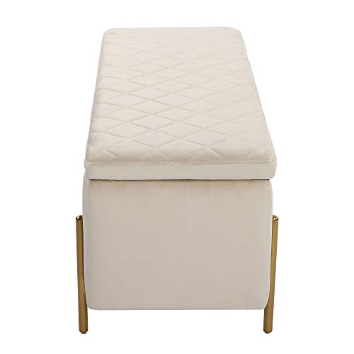 NOBPEINT 43 inches Velvet Storage Ottoman Bench, Upholstered Bed End