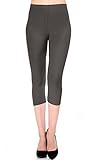VIV Collection Solid Brushed Capris (Charcoal Gray, 4 (S) - 12 (L))
