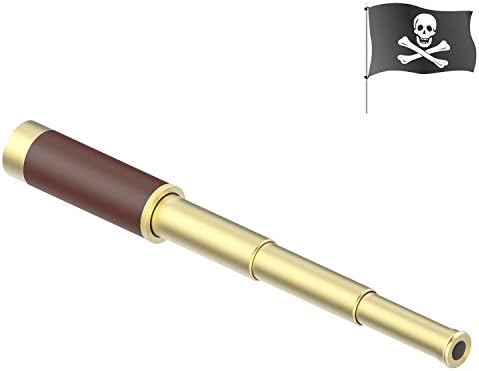 Handheld Monocular Telescope 25x30 Zoomable Day Night Version Captain's Collapsible Brass Spyglass Travel Optics Focus Pirate Telescopes with Carry Pouch