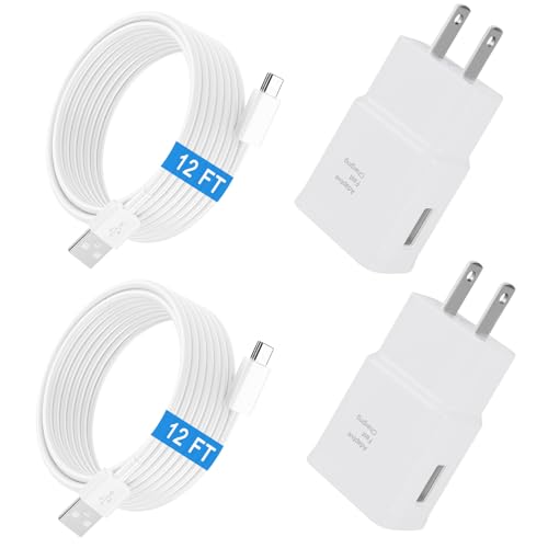 Android Type C Charger Cable Fast Charging with 12FT USB C Phone Charger Cord for Samsung Galaxy S10/S10e/S10+/S9/S9+/S8/S8+/S23/S22/S21 Ultra/S20/Note 20/Note 10/Note 9/8/Z Flip 3/A03s/A02s, 2Pack