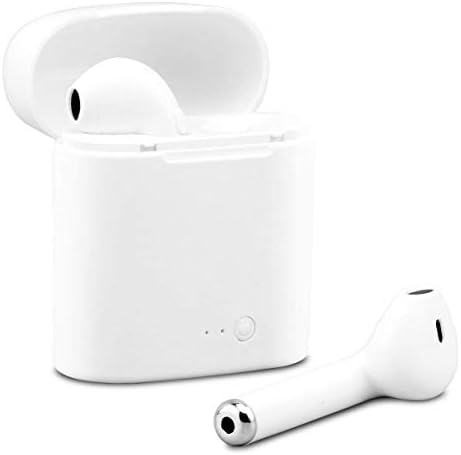 Bluetooth Headphones Bluetooth Earbuds with Portable Charging Case Noise Cancelling Headphones for Sports Waterproof in-Ear Headphones for All Smartphones Nineteen (White) (01)
