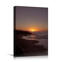 Canvas Wall Art Ocean Sunset Coastal Orange Photography Relax/Calm Romantics Sunset Warm - 12x18 inches