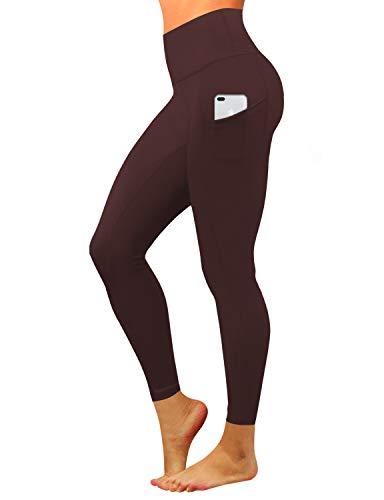 BUBBLELIME 25"/26"/27"/28" High Waist Yoga Pants Women Workout Pants - Cross Pockets Pants_MAHOGANYMAROON Large-28 Inseam