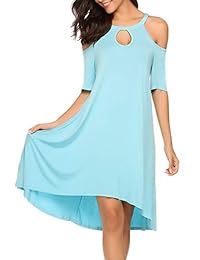 ACEVOG - Vestido de mujer con escote de espagueti y hombros descubiertos