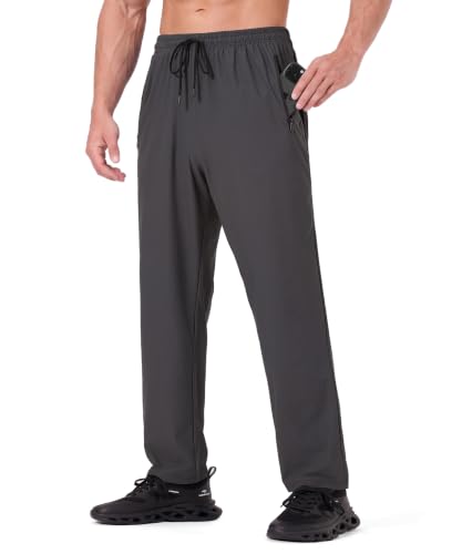 Zylqus Men's Athletic Pants with Zip Pockets Hiking Joggers Gym Pants Dark Grey XXL at Amazon