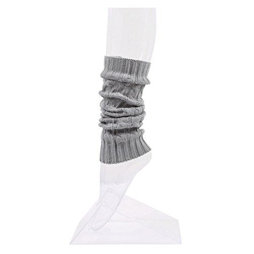 Premium Solid Color Soft Cable Knit Leg Warmers, Grey