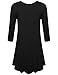 BELAROI Women's Plus Size Dress Fall Casual Swing 3/4 Sleeve T Shirt Loose Tunic Dress (L, Black)