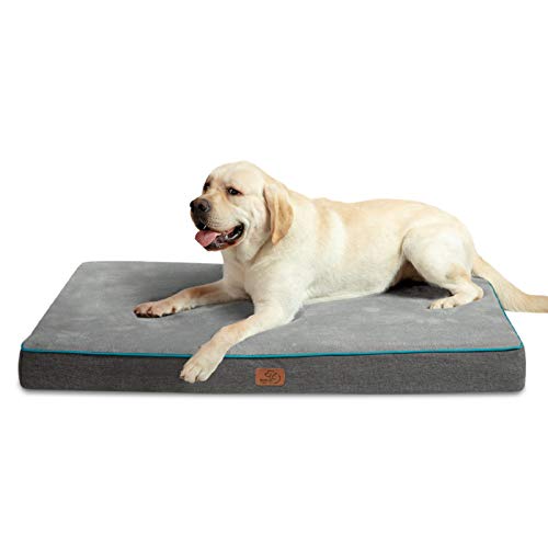Bedsure Large Memory Foam Orthopedic Dog Bed Washable Dog Crate Mat