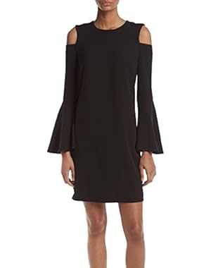 Women's Cold-Shoulder Bell-Sleeve Sheath Dress Black 10