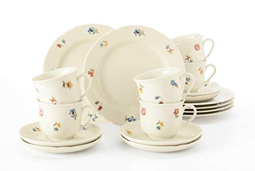 Seltmann Weiden Marieluise Blütenmeer Kaffeeservice 18-tlg., Elfenbein, 43.0 x 24.0 x 18.1 cm