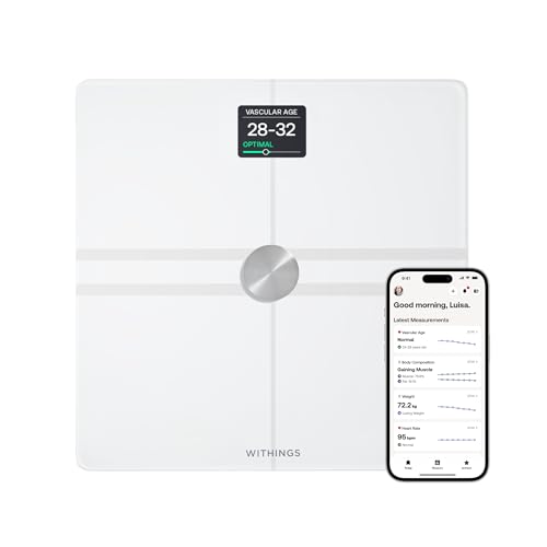 WITHINGS Body Comp - Scale for Weight and Complete Body Analysis, Wi-Fi & Bluetooth Scale with Color Screen, Digital Scale with Accurate Visceral Fat, Heart Heath - Compatible with Apple Health