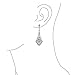 Art Deco Style Fan Teardrop Crystal Chandelier Prom Statement Earrings For Women For Teen Silver Plated Brass