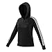 adidas Women's Athletics Essential Cotton Fleece 3 Stripe Pullover Hoodie, Black/White, Small