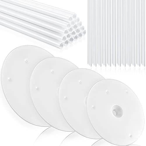36 Pieces Cake Dowel Rods Set 20 White Cake Supports Rods for Stacking and 4 Plastic Cake