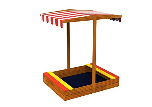 TOYSTER'S Wooden Sandbox with Roof | Colorful Backyard Sand Box for Kids | Fun Sandpit is a Great Way for Children to Develop Fine Motor Skills | Outdoor Toy Playset is Easy to Assemble