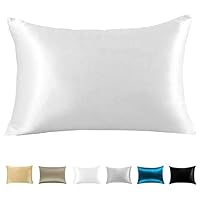 Wonwo Silk Pillowcase, 100% Natural Mulberry Standard Size Bed Pillow case for Hair and Skin with Hidden Zipper, Both Side 19 Momme 600 Thread Count, 1pc Ivory White