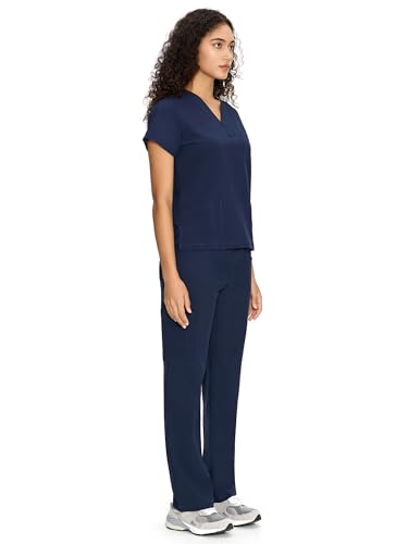 COZY SCRUBS Uniforme Médico Mujer Scrubs - Conjunto Enfermería con Blusa Cuello V y Pantalón Recto, 9 Bolsillos
