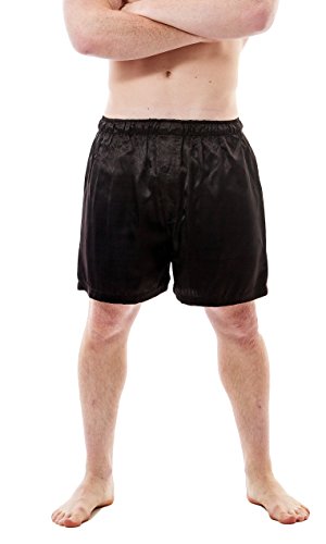 Men's Satin Short/Boxer, 3 Color Choices (L, Black)