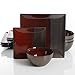 Gibson Elite Decadence 12 Piece Reactive Glaze Dinnerware Set Service for 4, Red with Reactive Metallic Color -