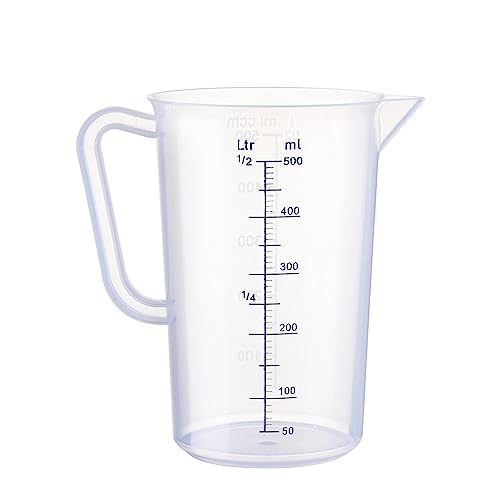 エムテートリマツ MTI ポリプロメジャーカップ 0.5L ポリプロピレン製だからこわれにくい 耐熱温度120℃ 熱湯も量れる