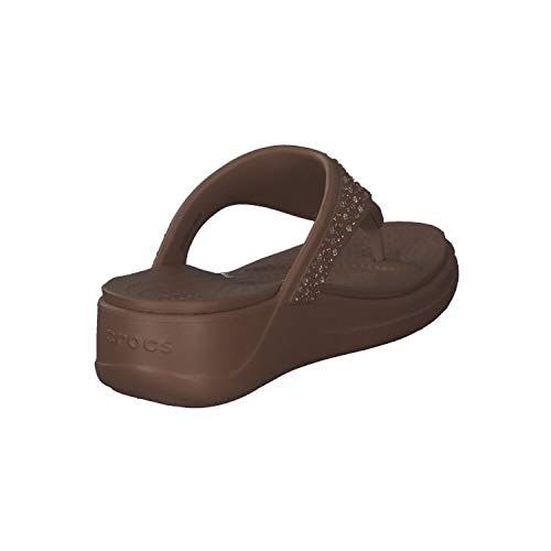 Crocs Monterey Embellished Wedge Flip Flops Sandals for Women, Bronze