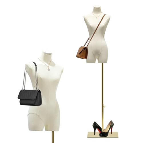 QJSZMEI Ladies Bust Mannequin, Adjustable Height Mannequin Sewing Woman with Metal Base Rectangle, Female Torso Mannequin for Showcase Display (Color : White, Size : A)